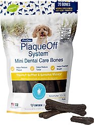 ProDen Plaque Off System Mini Dental Care Bones Peanut Butter & Banana Flavor Dental Chews for X-Small & Small Dogs, 12-oz bag