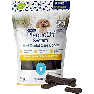 ProDen Plaque Off System Mini Dental Care Bones Peanut Butter & Banana Flavor Dental Chews for X-Small & Small Dogs, 12-oz bag