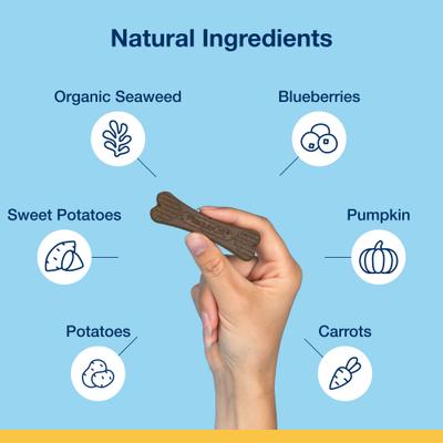 Show full view: ProDen PlaqueOff System Vegetable Fusion & Blueberry Flavored Mini Dental Dog Treats, 20 count slide 3 of 10