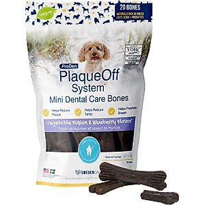 ProDen PlaqueOff System Vegetable Fusion & Blueberry Flavored Mini Dental Dog Treats, 20 count