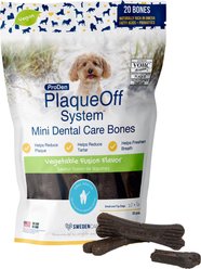 ProDen PlaqueOff System Vegetable Fusion Flavored Mini Dental Bone Dog Treats, 20 count