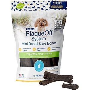 ProDen PlaqueOff System Vegetable Fusion Flavored Mini Dental Bone Dog Treats, 20 count