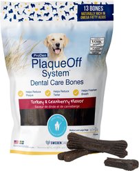 ProDen PlaqueOff System Turkey & Cranberry Flavored Dental Bone Dog Treats, 13 count