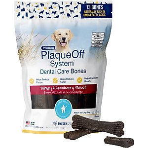 ProDen PlaqueOff System Turkey & Cranberry Flavored Dental Bone Dog Treats, 13 count