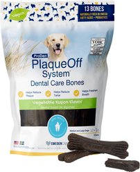 ProDen PlaqueOff System Vegetable Fusion Flavored Dental Bone Dog Treats, 13 count