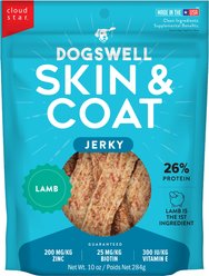 Dogswell Skin & Coat Jerky Lamb Recipe Grain-Free Dog Treats, 10-oz bag