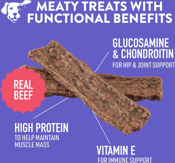 Show full view: Dogswell Hip & Joint Jerky Beef Recipe Grain-Free Dog Treats, 10-oz bag slide 5 of 10