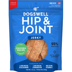 Dogswell Hip & Joint Jerky Chicken Recipe Grain-Free Dog Treats, 12-oz bag