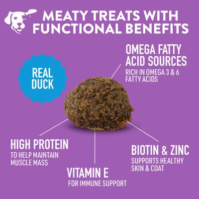 Show full view: Dogswell Skin & Coat Meatballs Duck Recipe Grain-Free Dog Treats, 14-oz bag slide 5 of 11