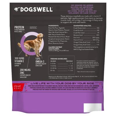 Show full view: Dogswell Skin & Coat Meatballs Duck Recipe Grain-Free Dog Treats, 14-oz bag slide 3 of 11