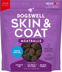 Dogswell Skin & Coat Meatballs Duck Recipe Grain-Free Dog Treats, 14-oz bag
