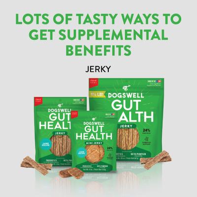 Show full view: Dogswell Gut Health Jerky Lamb Recipe Grain-Free Dog Treats, 20-oz bag slide 7 of 11