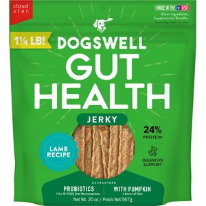 Dogswell Gut Health Jerky Lamb Recipe Grain-Free Dog Treats, 20-oz bag