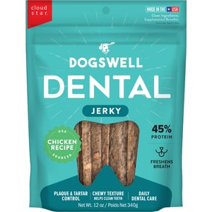 Dogswell Dental Jerky Chicken Recipe Grain-Free Dog Treats, 12-oz bag