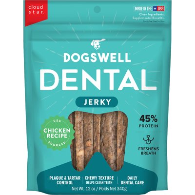 Dogswell Dogswell Dental Jerky Chicken Recipe Grain-Free Dog Treats, 12-oz bag