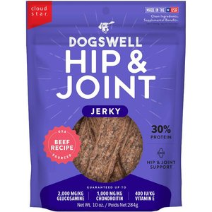 Dogswell Hip & Joint Jerky Beef Recipe Grain-Free Dog Treats, 10-oz bag