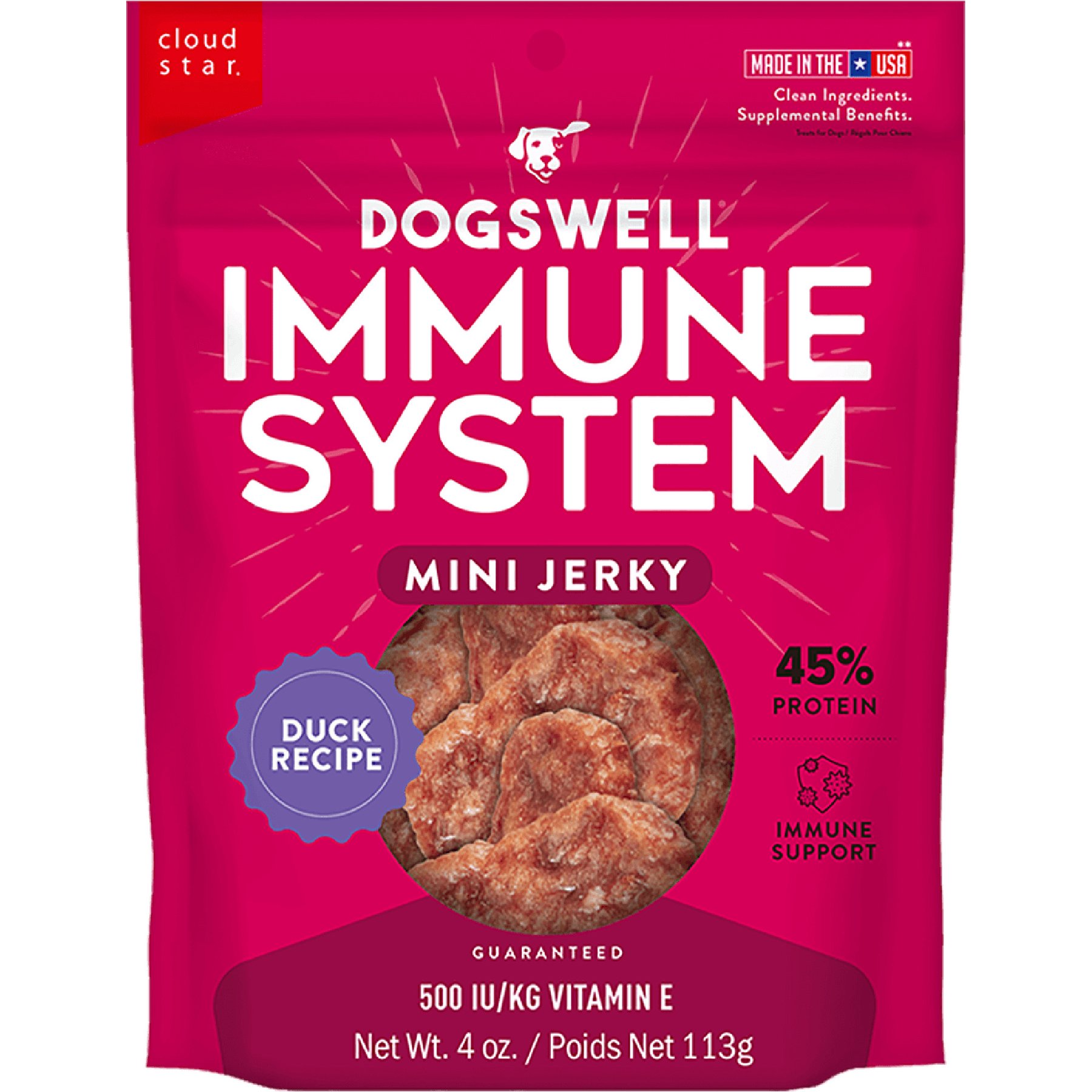 Dogswell Immune System Mini Jerky Duck Recipe Grain-Free Dog Treats, 4-oz bag