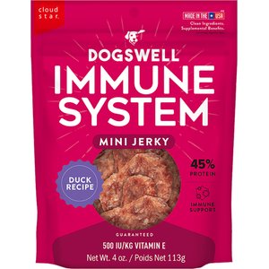 Dogswell Immune System Mini Jerky Duck Recipe Grain-Free Dog Treats, 4-oz bag