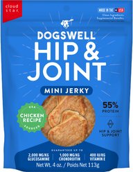 Dogswell Hip & Joint Mini Jerky Chicken Recipe Grain-Free Dog Treats, 4-oz bag