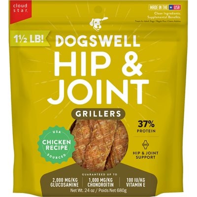 Dogswell Dogswell Hip & Joint Grillers Chicken Recipe Grain-Free Dog Treats, 24-oz bag