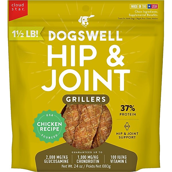 Dogswell Hip & Joint Grillers Chicken Recipe Grain-Free Dog Treats