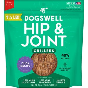 Dogswell Hip & Joint Grillers Duck Recipe Grain-Free Dog Treats, 20-oz bag