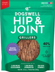 Dogswell Hip & Joint Grillers Duck Recipe Grain-Free Dog Treats, 10-oz bag