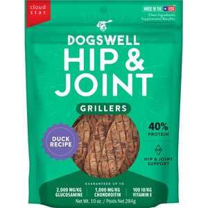 Dogswell Hip & Joint Grillers Duck Recipe Grain-Free Dog Treats, 10-oz bag