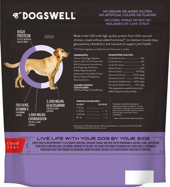 Show full view: Dogswell Hip & Joint Soft Strips Chicken Recipe Grain-Free Dog Treats, 20-oz bag slide 3 of 10