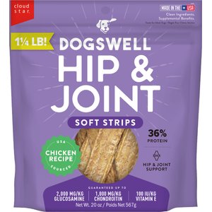 Dogswell Hip & Joint Soft Strips Chicken Recipe Grain-Free Dog Treats, 20-oz bag