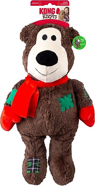 Show full view: KONG Holiday Wild Knots Jumbo Bear Squeaky Plush Dog Toy, Color Varies, X-Large slide 3 of 4