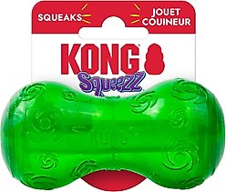 KONG Christmas Holiday Squeezz Dumbbell Dog Toy, Red/Green, Small slide 2 of 4