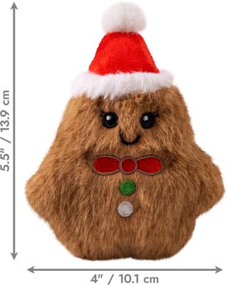 Show full view: KONG Holiday Snuzzles Mini Santa Gingerbread Squeaky Plush Dog Toy, X-Small slide 2 of 4