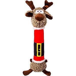 KONG Holiday Shakers Luvs Reindeer Squeaky Plush Dog Toy, Red, Medium