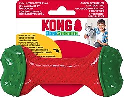 KONG Holiday CoreStrength Bone Squeaky Dog Chew Toy, Red/Green, Small/Medium slide 2 of 3