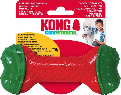 Show full view: KONG Holiday CoreStrength Bone Squeaky Dog Chew Toy, Red/Green, Small/Medium slide 3 of 3
