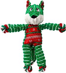 KONG Holiday Floppy Knots Fox Plush Dog Toy, Green, Small/Medium