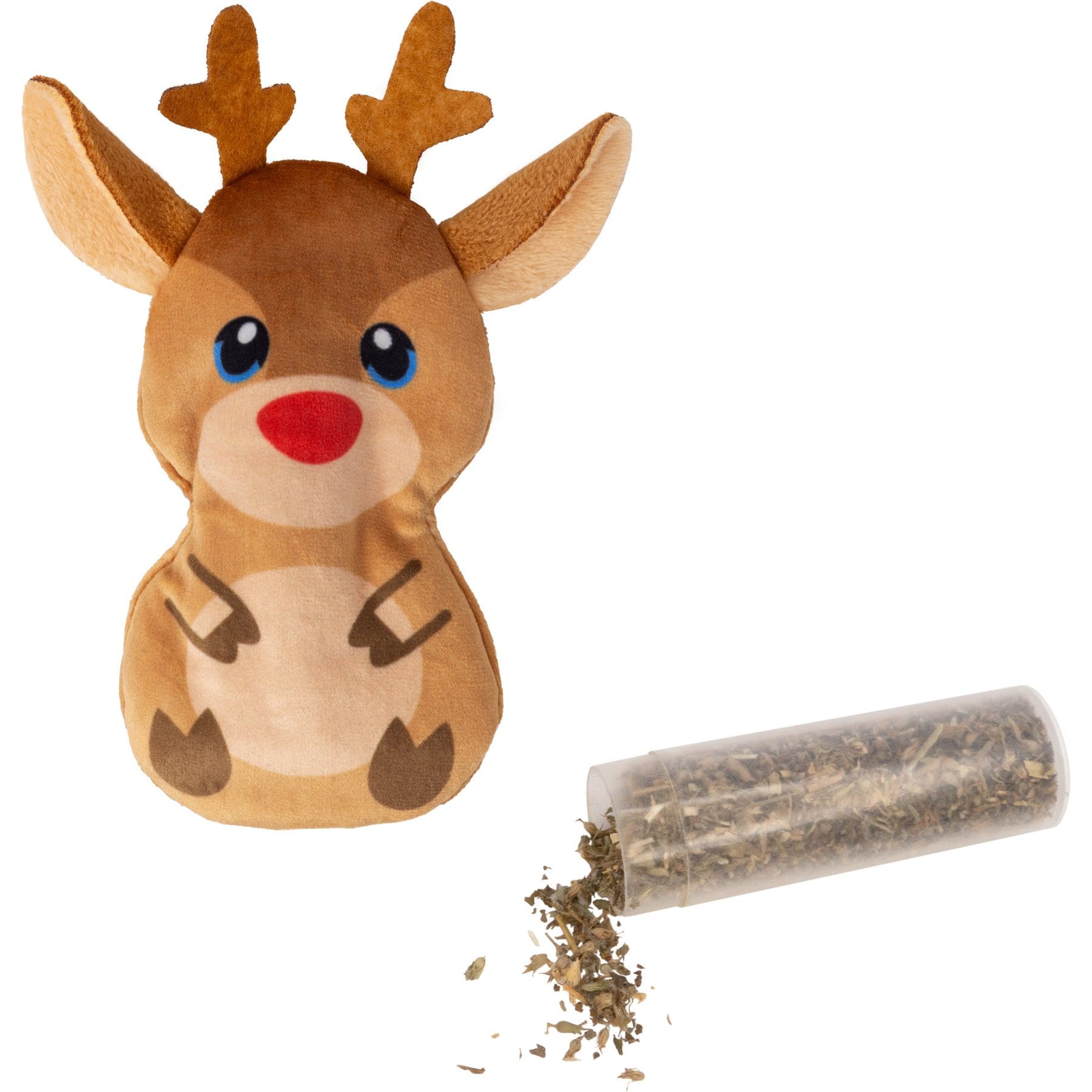 KONG Holiday Refillables Reindeer Plush Cat Toy with Catnip, Brown