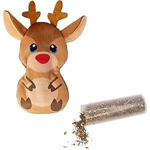 KONG Holiday Refillables Reindeer Plush Cat Toy with Catnip, Brown