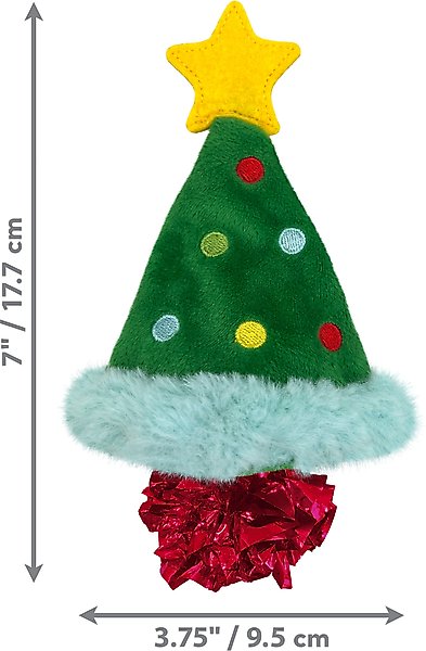 Show full view: KONG Holiday Crackles Christmas Tree Plush Cat Toy with Catnip, Green slide 2 of 3