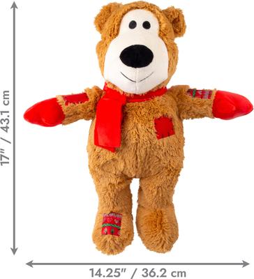 Show full view: KONG Christmas Holiday Wild Knots Jumbo Bear Squeaky Plush Dog Toy, Color Varies, X-Large slide 2 of 5