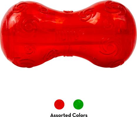 Show full view: KONG Christmas Holiday Squeezz Dumbbell Dog Toy, Red/Green, Small slide 5 of 5