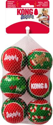 Show full view: KONG Christmas Holiday SqueakAir Balls Dog Toy, Medium, 6 count slide 3 of 3