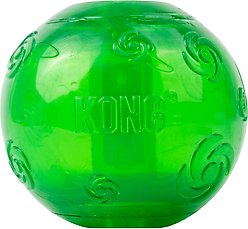 KONG Christmas Holiday Squeezz Ball Dog Toy, Red/Green, Large