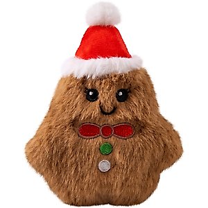 KONG Holiday Snuzzles Mini Gingerbread Squeaky Plush Dog Toy, Brown, X-Small