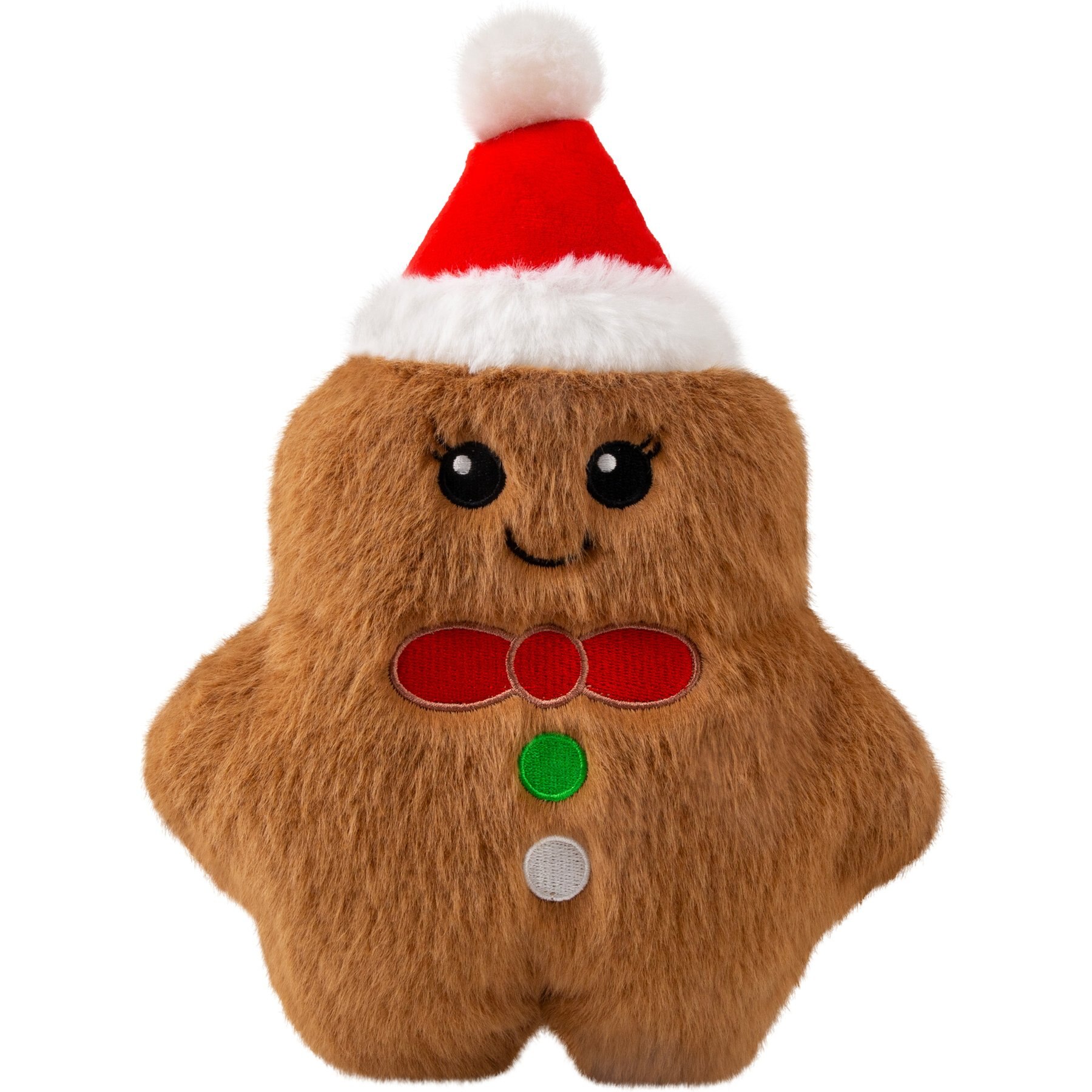 KONG Christmas Holiday Snuzzles Gingerbread Squeaky Plush Dog Toy, Brown, Medium