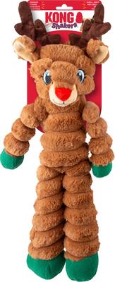 Show full view: KONG Christmas Holiday Shakers Crumples Reindeer Squeaky Plush Dog Toy, Brown, X-Large slide 3 of 4