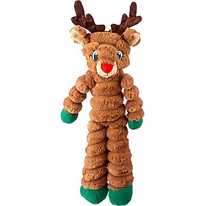 KONG Holiday Shakers Crumples Reindeer Squeaky Plush Dog Toy, Brown, X-Large