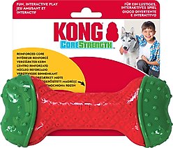 KONG Holiday CoreStrength Bone Squeaky Dog Chew Toy, Red/Green, Medium/Large slide 2 of 3