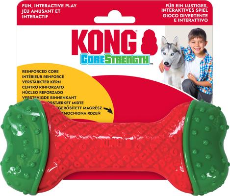 Show full view: KONG Holiday CoreStrength Bone Squeaky Dog Chew Toy, Red/Green, Medium/Large slide 4 of 4